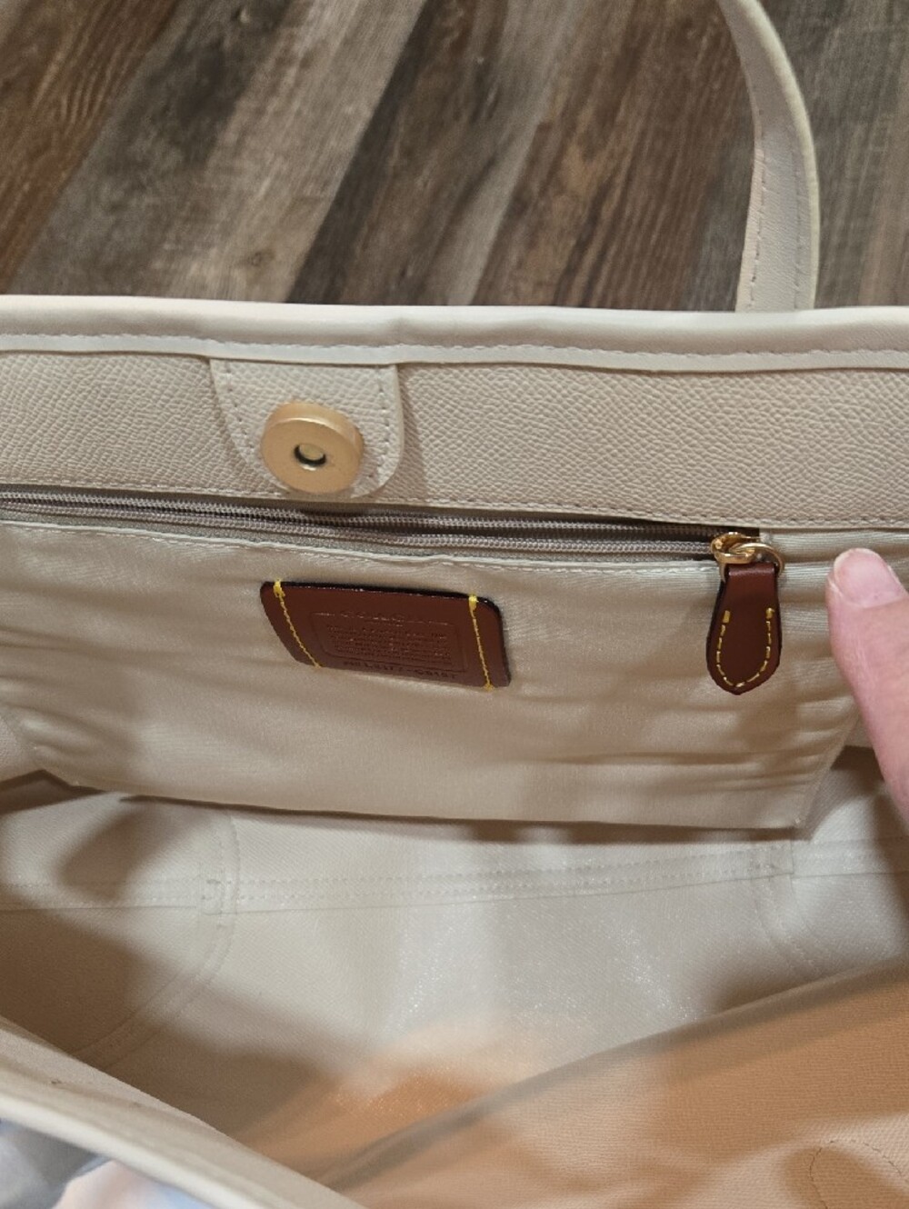 Coach Beige and Cream Signature Tote - Picture 2 of 6